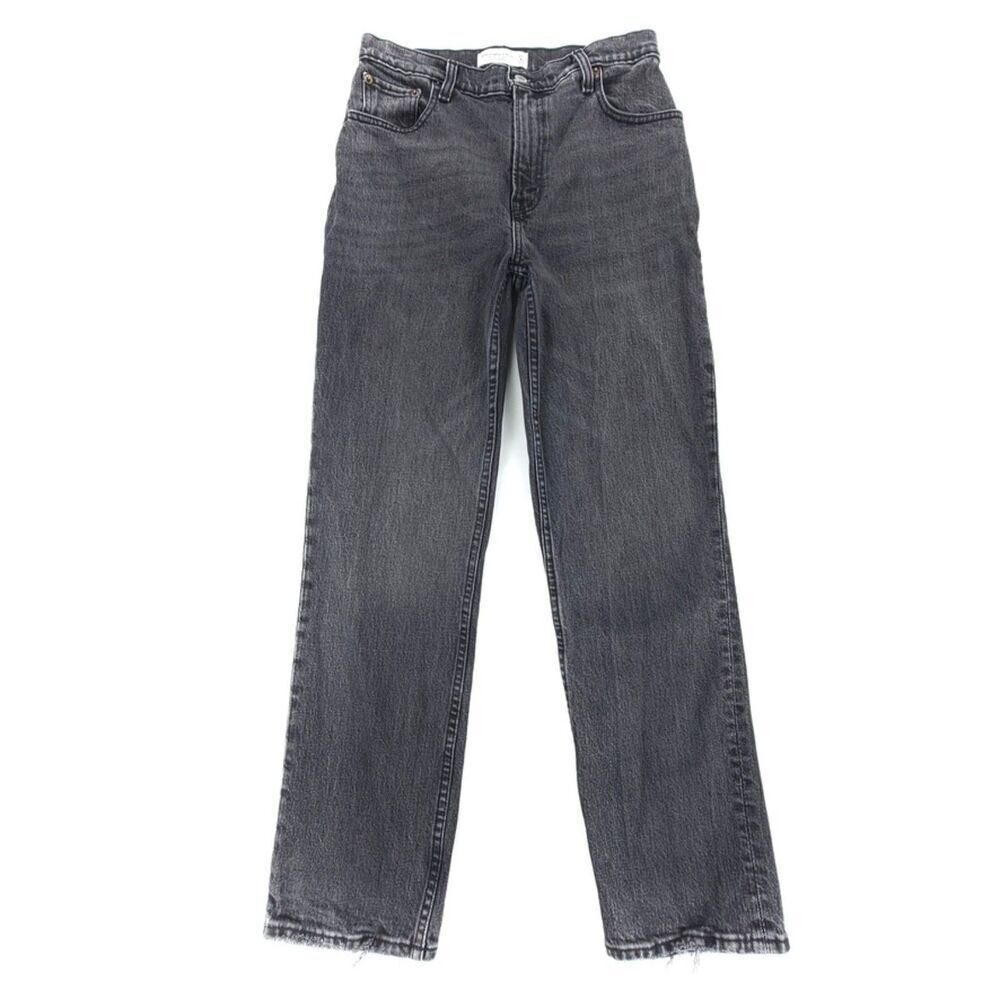 ABERCROMBIE 90s Straight Ultra High Rise Jeans Dark Denim Black 27 4 Short Y2k
